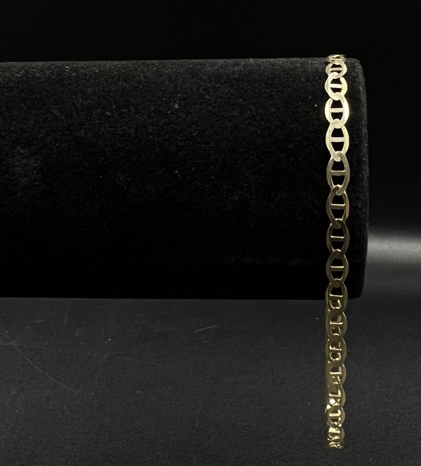 9” 10K Semi-Solid Yellow Gold Diamond Cut Anchor/Mariner Bracelet 3.66g | 4.2mm