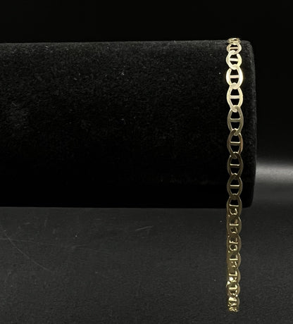 9” 10K Semi-Solid Yellow Gold Diamond Cut Anchor/Mariner Bracelet 3.66g | 4.2mm