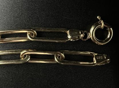 7.75” 14K Hollow Yellow Gold Paper Clip Bracelet | 5.42g | 5.8mm | Lobster Clasp