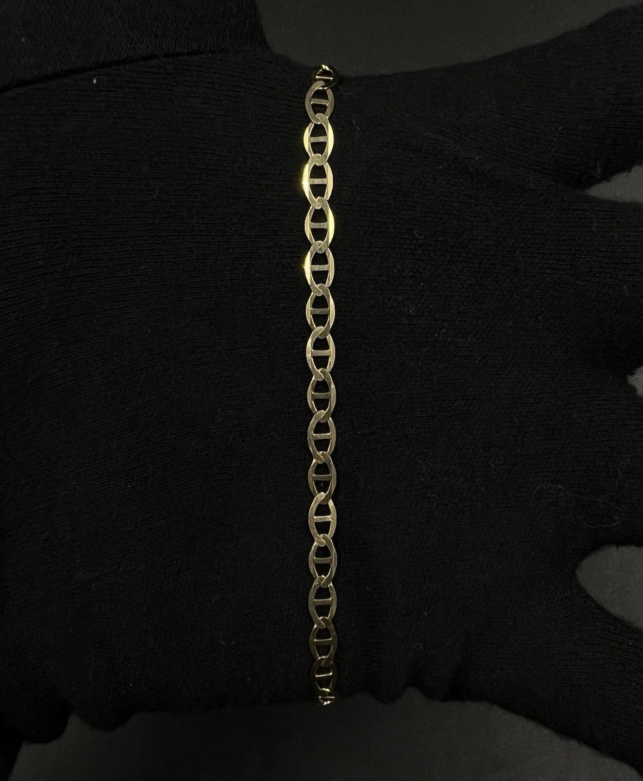 9” 10K Semi-Solid Yellow Gold Diamond Cut Anchor/Mariner Bracelet 3.66g | 4.2mm