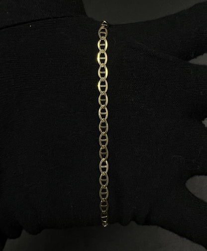 9” 10K Semi-Solid Yellow Gold Diamond Cut Anchor/Mariner Bracelet 3.66g | 4.2mm