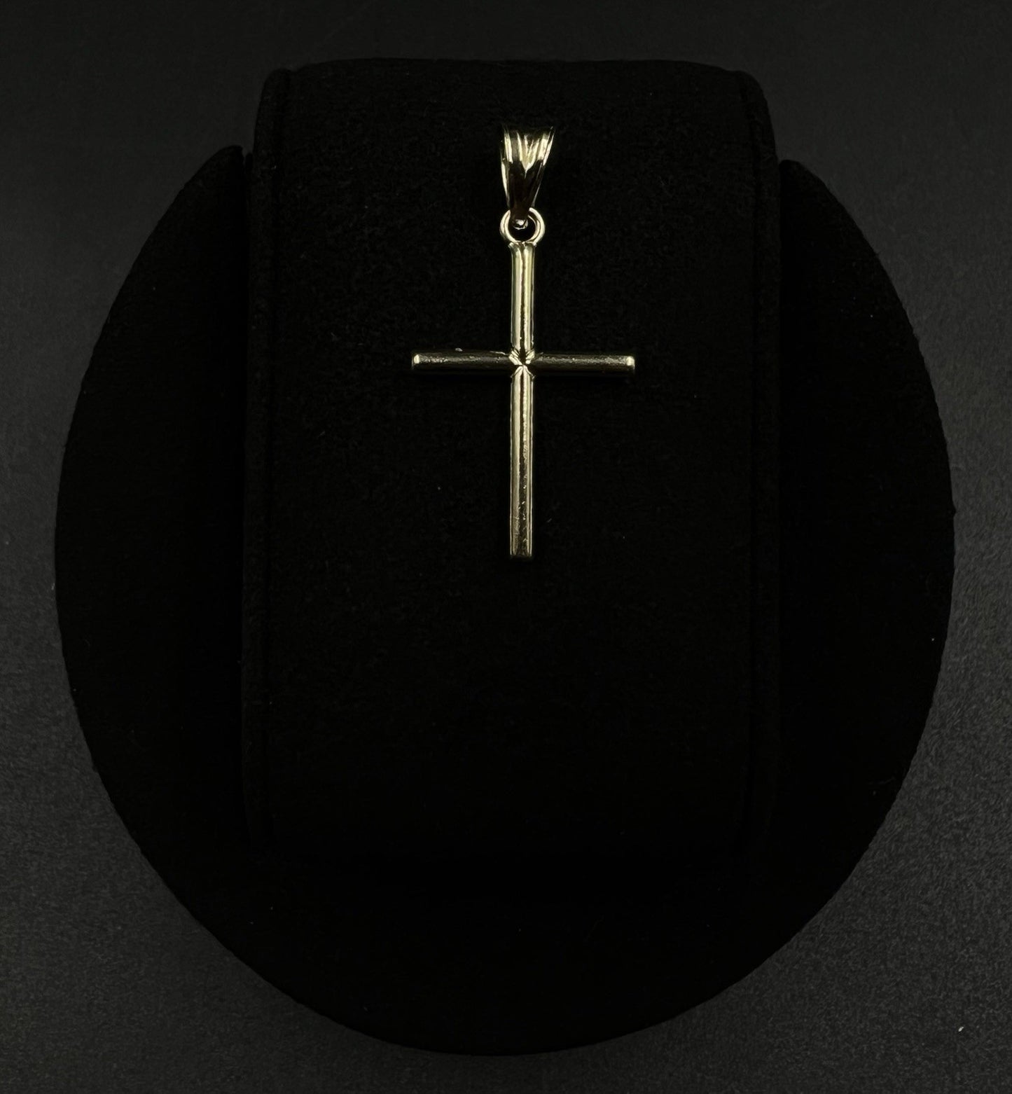 .67” x 1.32” 14K Hollow Two-Tone Gold Diamond Cut Cross Pendant .76g 4.5MM Bail