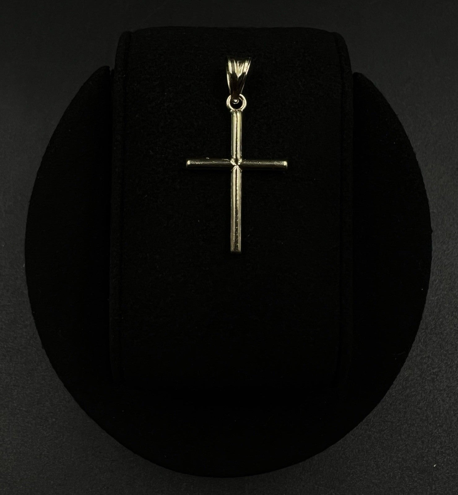 .67” x 1.32” 14K Hollow Two-Tone Gold Diamond Cut Cross Pendant .76g 4.5MM Bail