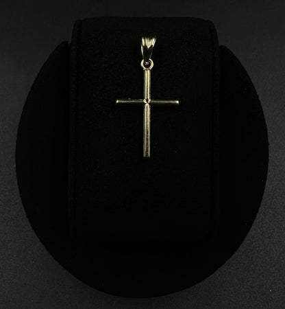 .67” x 1.32” 14K Hollow Two-Tone Gold Diamond Cut Cross Pendant .76g 4.5MM Bail