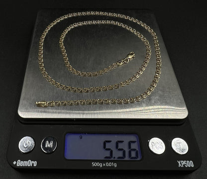 21” 14K Semi-Solid Yellow Gold Diamond Cut Heart Link Chain 5.56g | 3.1MM |