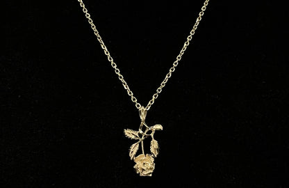 .5” x .87” 14K Solid Yellow Gold Diamond Cut Rose Pendant 1.17g | 2 x 3.5mm Bail