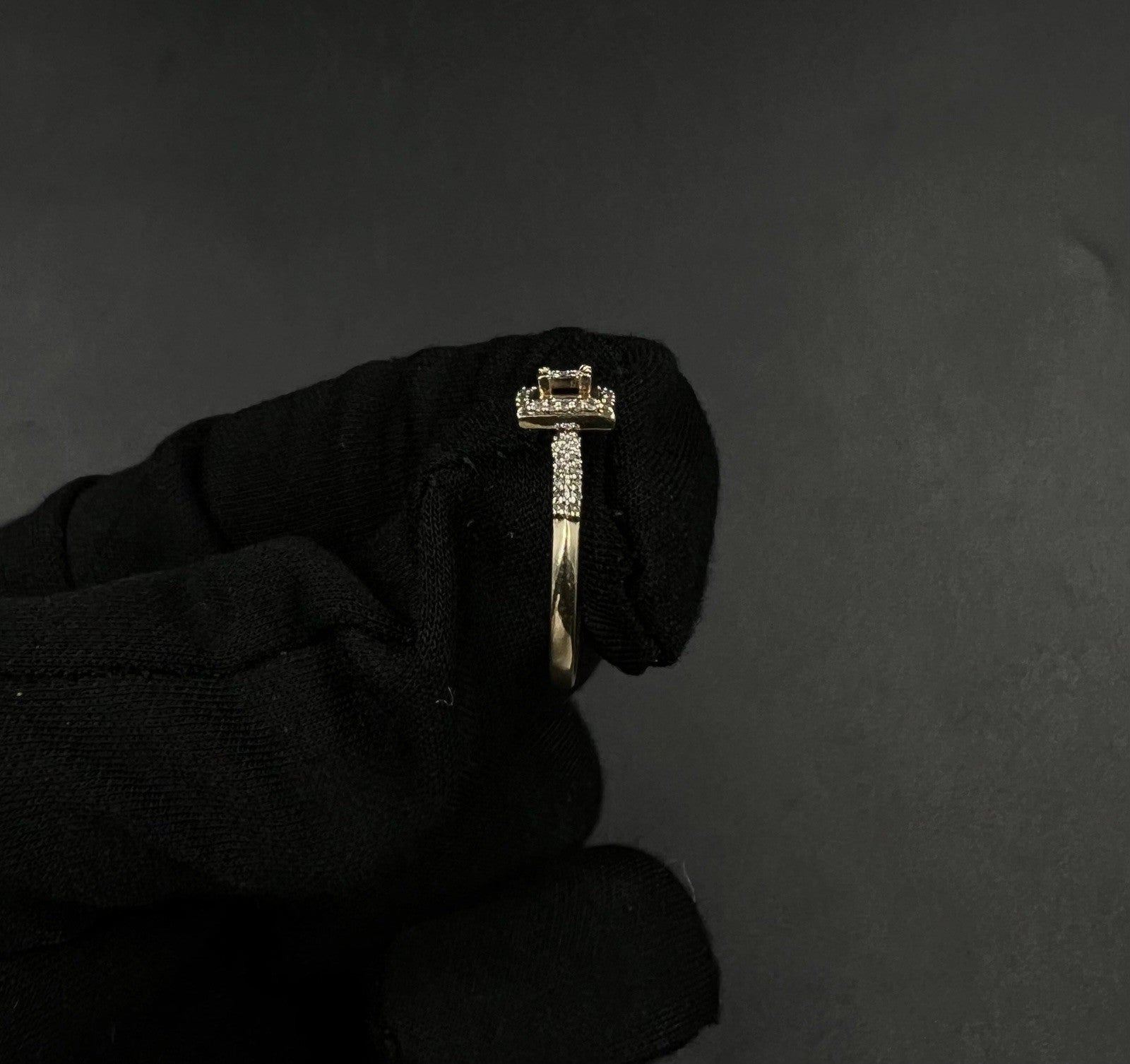 10K Semi-Solid Gold Natural Diamond Square Halo Ring Size 6 | .2ct | 1.86g