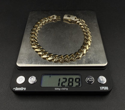 8.25” 14k Hollow Yellow Gold Monaco CZ Clasp