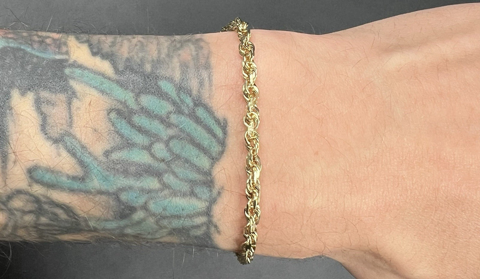 8.5” 14K Solid Yellow Gold Diamond Cut Rope Bracelet | 9.2g | 3.7MM | Lobster |