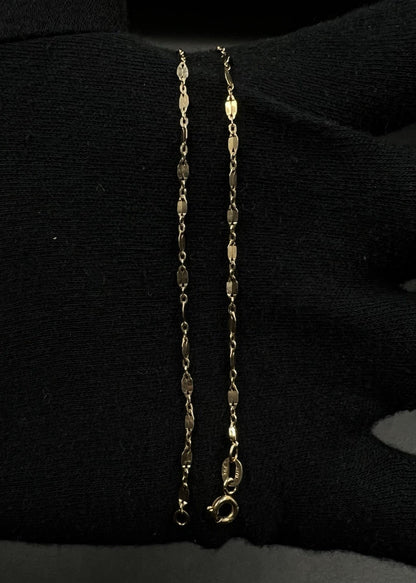 9.75” 10K Hollow Yellow Gold Fancy Link Anklet | .89g | 1.9MM | Italy | Lobster
