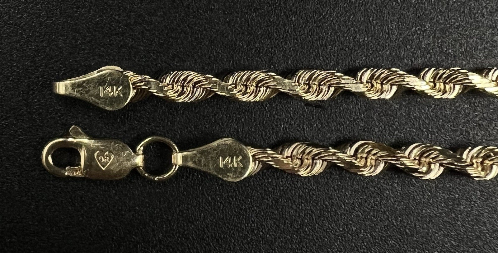 8” 14K Semi-Solid Yellow Gold Diamond Cut Rope Bracelet | 6.24g | 3.5MM | OR |