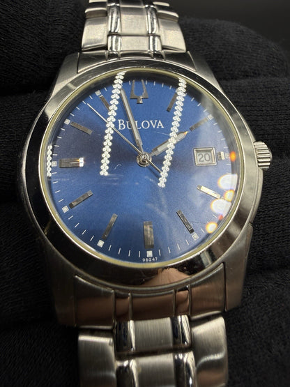 Bulova 38MM Men’s Classic Blue Sunburst Dial Stainless Steel Date Watch C860882
