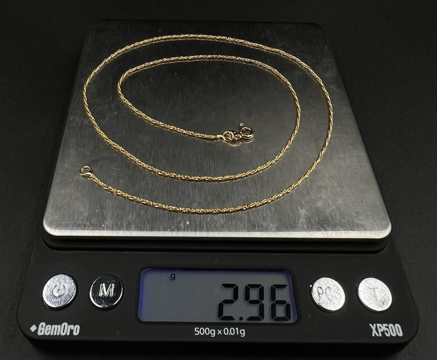 19.5” 14K Solid Yellow Gold Braided Rope Chain 2.96g | 1.2mm | Spring Ring Italy