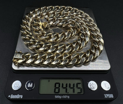 22” 10K Semi-Solid Yellow Gold Miami Cuban Chain | 84.45g | 13mm | Box Clasp |