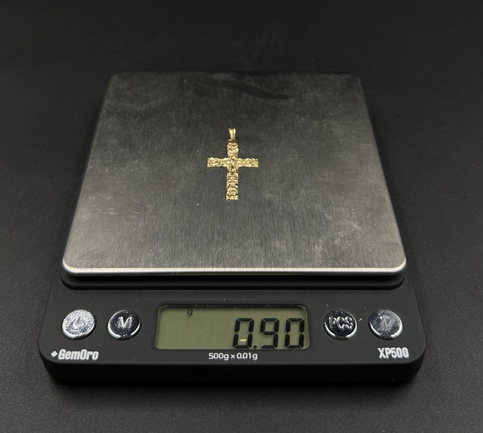 .67 x 1.22” 14k Semi Solid Yellow Gold Diamond Cut Fancy Cross .91g | 2.3mm Bail