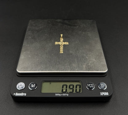 .67 x 1.22” 14k Semi Solid Yellow Gold Diamond Cut Fancy Cross .91g | 2.3mm Bail