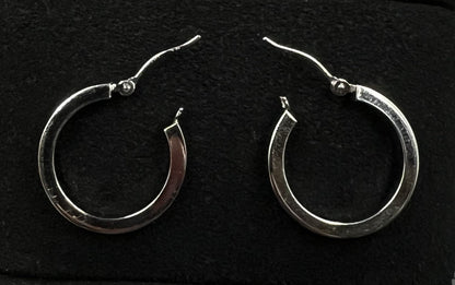 14K Hollow White Gold Hoop Earrings | 1.12g | .08” x .72” | JCM |