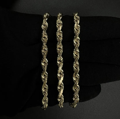 24” 10K Solid Yellow Gold Diamond Cut Rope Chain | 48.93g | 5.5mm | Lobster |