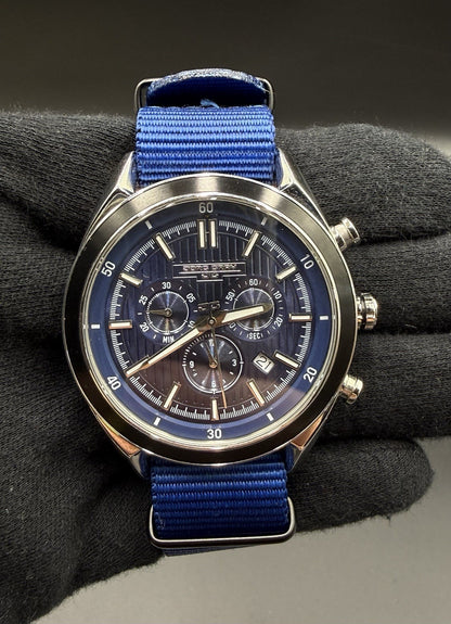 Jorg Gray 47MM Men's Chronograph Watch - Blue Dial - Swiss Ronda - JG6900 - 100M