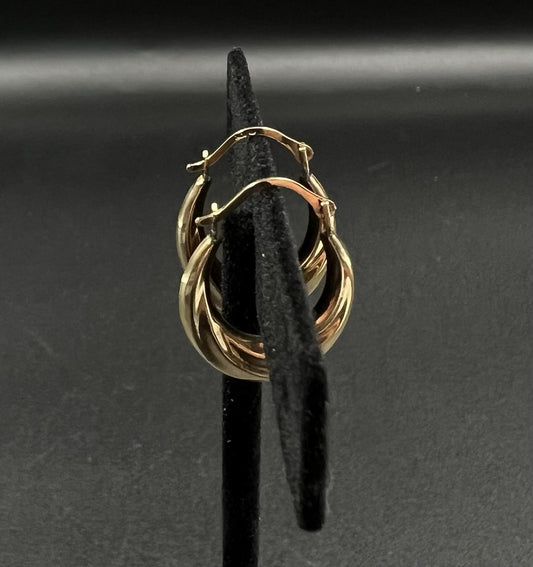 10K Hollow Yellow Gold Hoop Earrings | .7g | .62” Wide x 2.2MM Thick | Hinged |