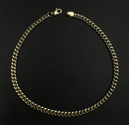 9.5” 10K Hollow Yellow Gold Miami Cuban Anklet | 3.94g | 3.7MM | Lobster Clasp |
