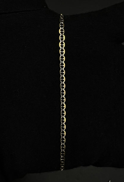 10.75” 14K Hollow Yellow Gold Diamond Cut Anchor/Mariner Anklet | 2.75g | 3.1MM