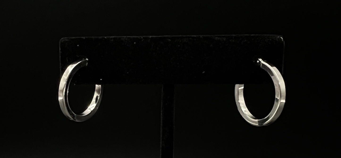 14K Hollow White Gold Hoop Earrings | 1.12g | .08” x .72” | JCM |