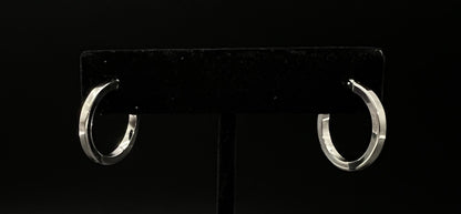 14K Hollow White Gold Hoop Earrings | 1.12g | .08” x .72” | JCM |