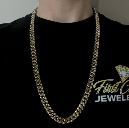 28” 10K Hollow Yellow Gold Miami Cuban Chain | 61.4g | 9.6MM | Box Closure |