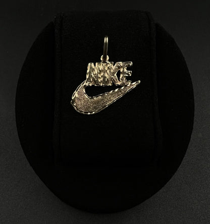 1.13” x 1.27” 14K Solid Yellow Gold Diamond Cut Nike Pendant 3.47g | 4x8MM Bail