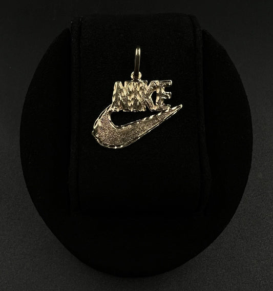 1.13” x 1.27” 14K Solid Yellow Gold Diamond Cut Nike Pendant 3.47g | 4x8MM Bail