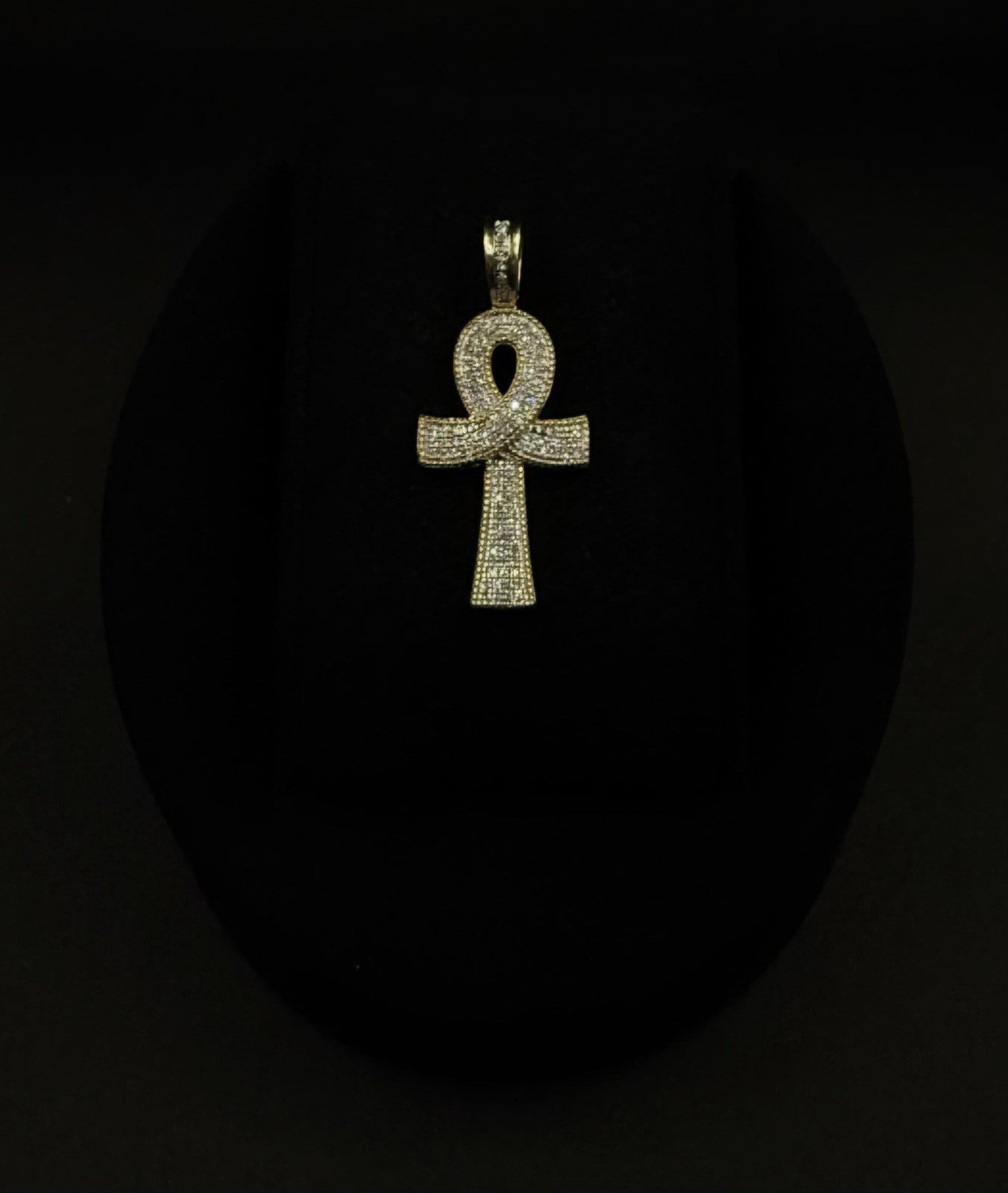 .6” x 1.4” 10k Semi Solid Yellow Gold Natural Diamond Ankh Pendant | 3.34g |
