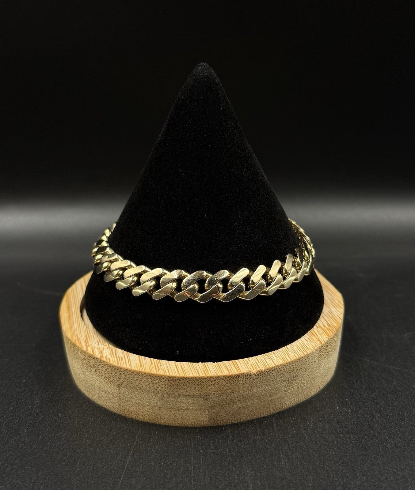 8.25” 14k Hollow Yellow Gold Monaco CZ Clasp