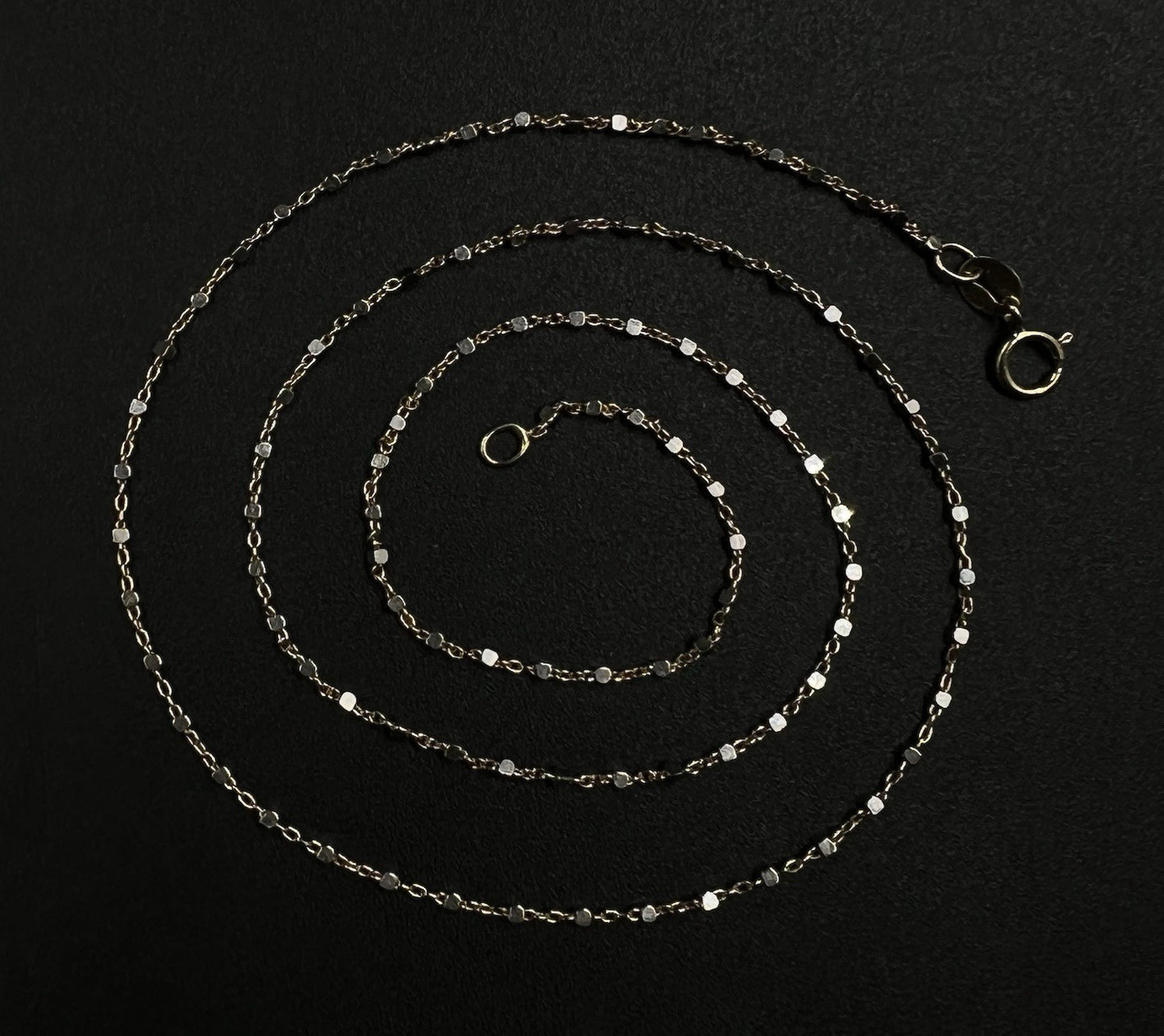 17” 10K Solid Yellow Gold Station Bead Chain | 1.96g | 1MM | Lobster Clasp |