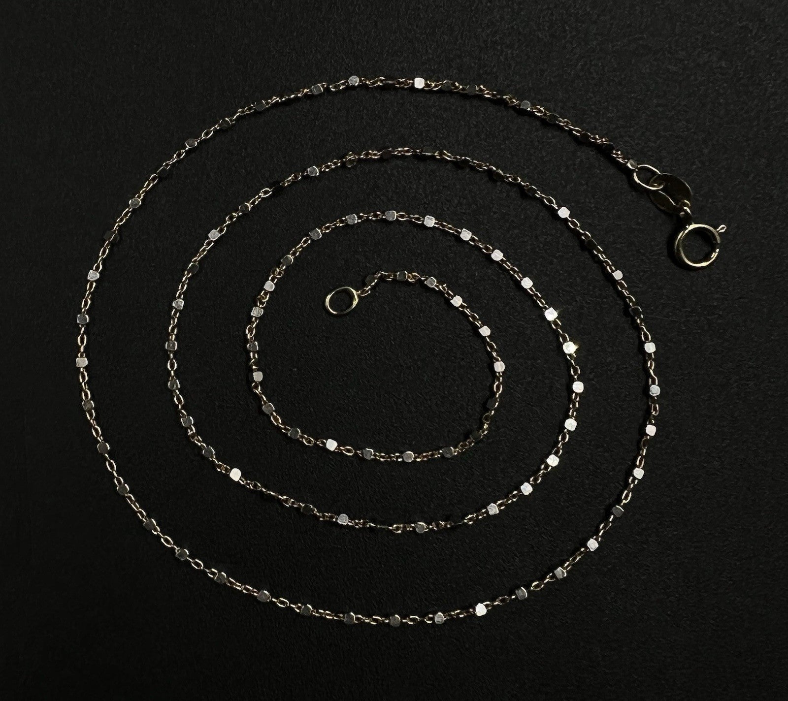 17” 10K Solid Yellow Gold Station Bead Chain | 1.96g | 1MM | Lobster Clasp |