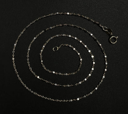 17” 10K Solid Yellow Gold Station Bead Chain | 1.96g | 1MM | Lobster Clasp |