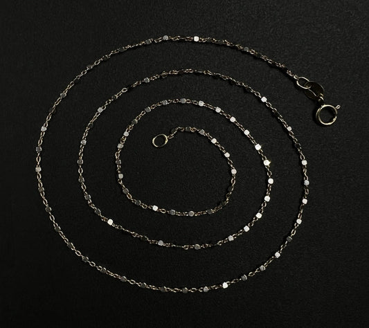 17” 10K Solid Yellow Gold Station Bead Chain | 1.96g | 1MM | Lobster Clasp |