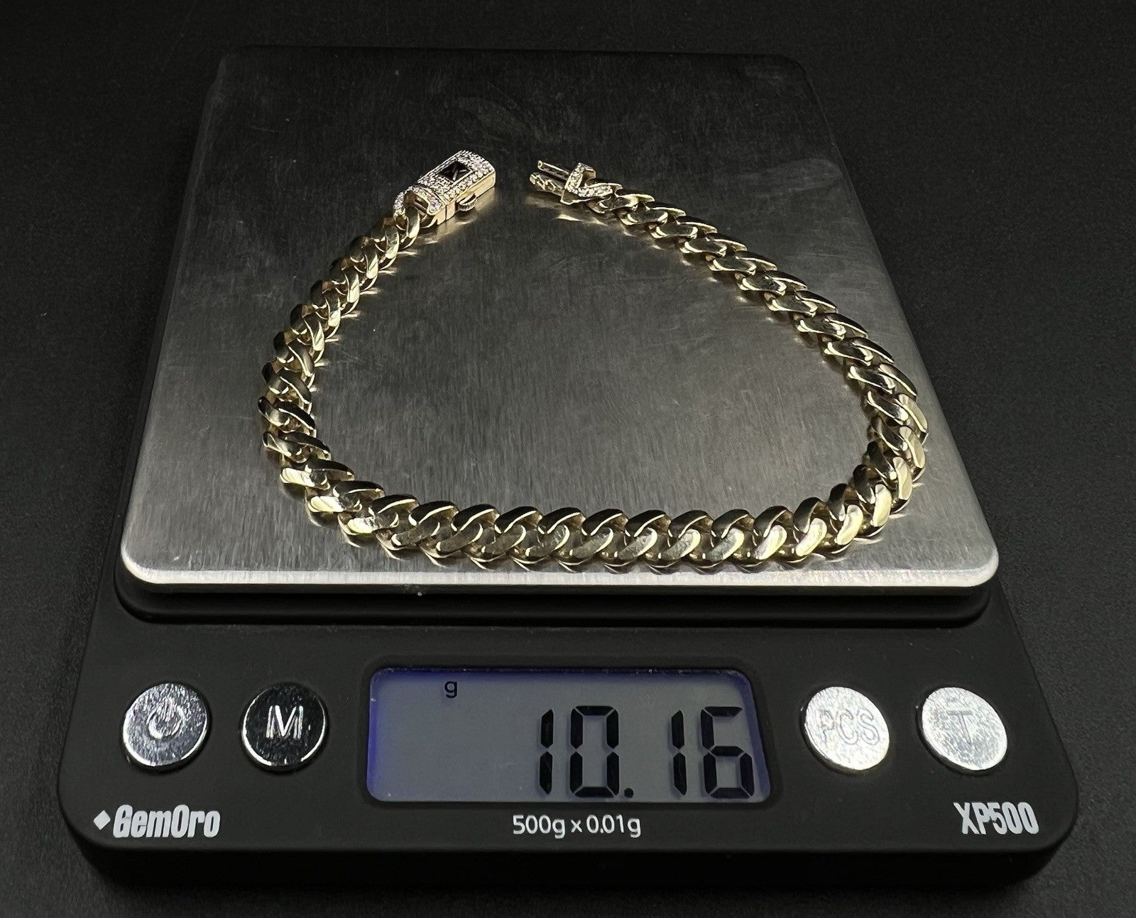 8” 14K Semi-Solid Yellow Gold Monaco Cuban Bracelet 10.17g | 6.7mm CZ Box Clasp