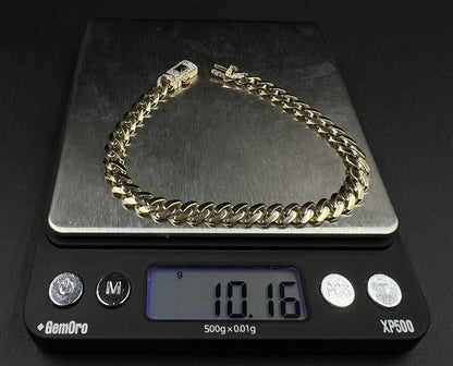 8” 14K Semi-Solid Yellow Gold Monaco Cuban Bracelet 10.17g | 6.7mm CZ Box Clasp