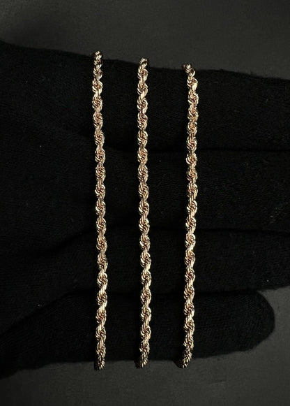 22” 10K Semi-Solid Rose Gold Diamond Cut Rope Chain | 13.66g | 2.8MM | Lobster |