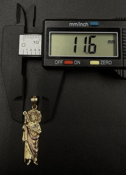 .46” X 1.55” 14K Semi Solid Two-tone Saint Jude | 2.16g  | 2.5mm x 4.5mm Bail