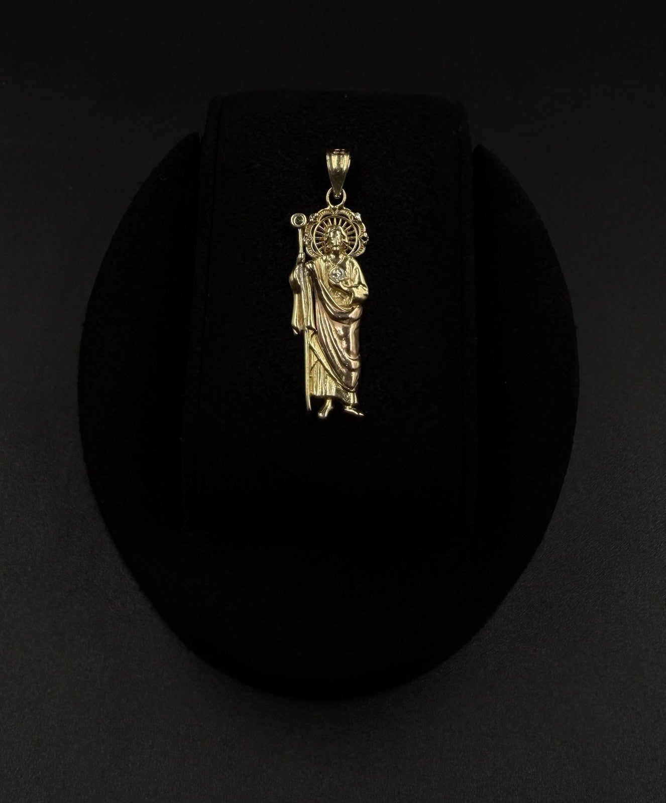 .46” X 1.55” 14K Semi Solid Two-tone Saint Jude | 2.16g  | 2.5mm x 4.5mm Bail