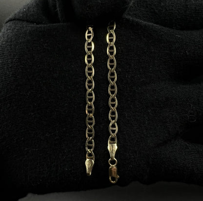9” 10K Semi-Solid Yellow Gold Diamond Cut Anchor/Mariner Bracelet 3.66g | 4.2mm