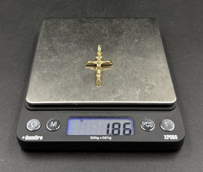 .83” x 1.6” 14k Hollow Yellow Gold Crucifix Pendant | 1.86g | 3.2mm x 6mm Bail