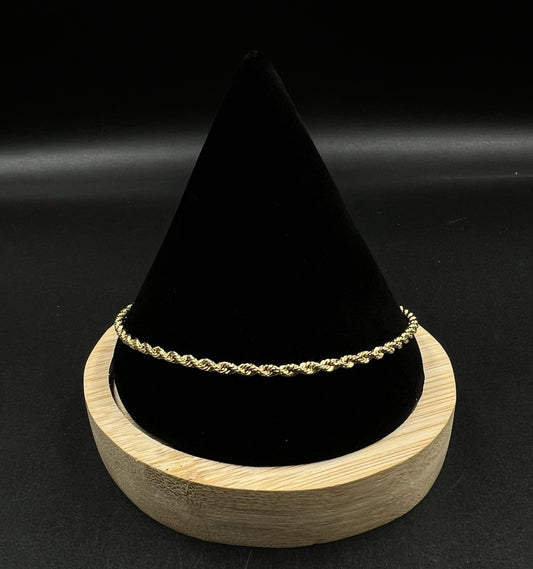 9.25” 10K Hollow Yellow Gold Diamond Cut Rope Bracelet | 1.9g | 2.6MM | Lobster