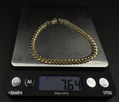 8” 14K Hollow Yellow Gold Miami Cuban Bracelet | 7.64g | 5.3mm | Italy | Lobster