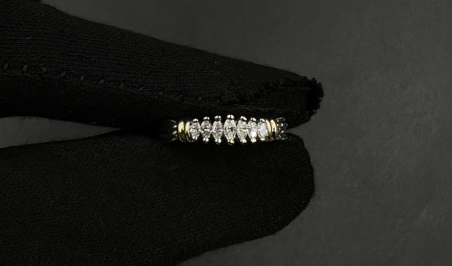 14K Solid Two-Tone Gold Natural Diamond Graduated Cluster Ring | 3.51g | Size 8