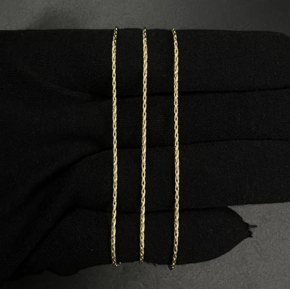 24” 14K Solid Yellow Gold Wheat Chain | 5.6g | 1.3mm | Lobster Clasp |