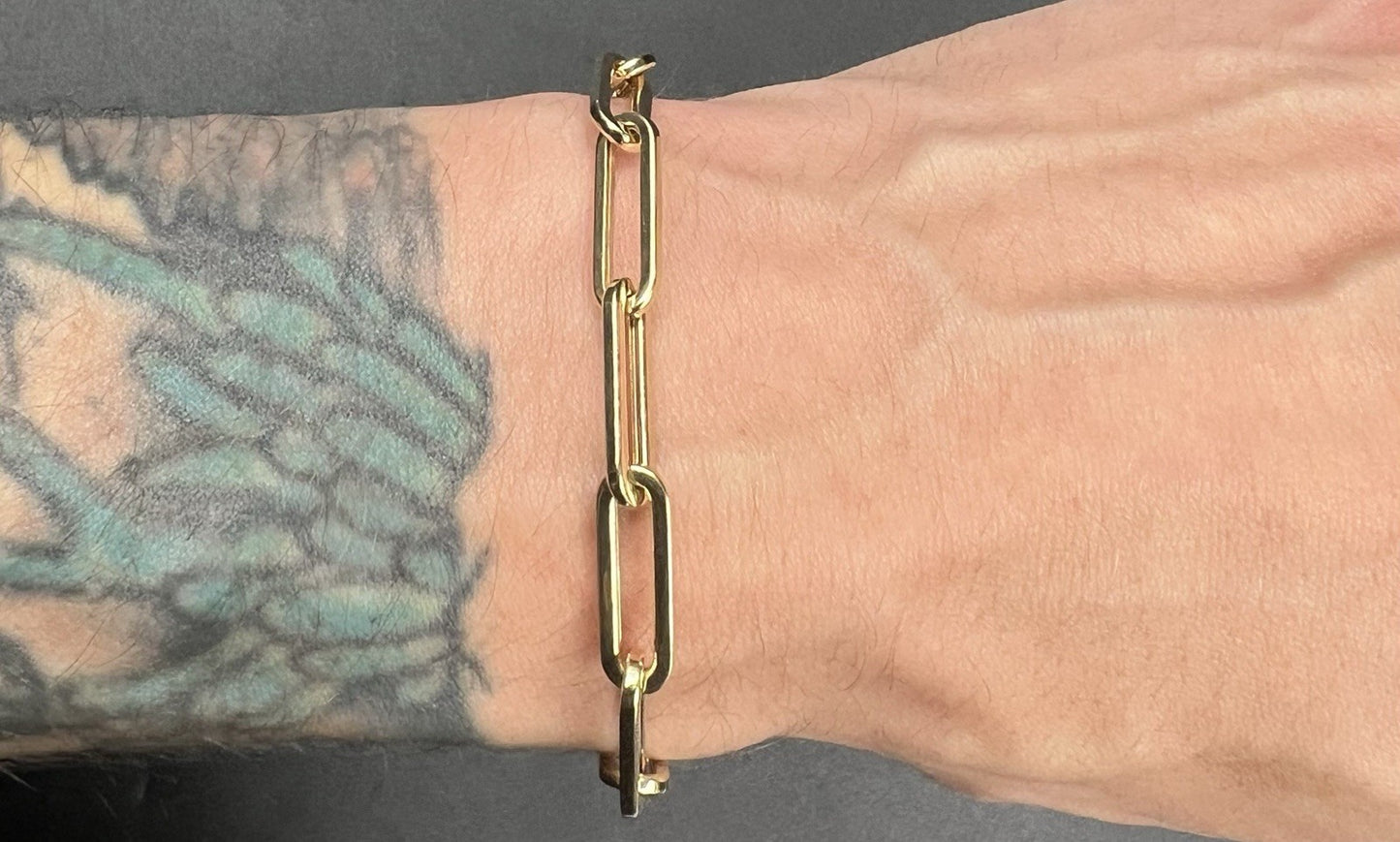 7.75” 14K Hollow Yellow Gold Paper Clip Bracelet | 5.42g | 5.8mm | Lobster Clasp