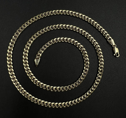 20” 10K Hollow Yellow Gold Miami Cuban Chain | 10.32g | 4.6mm | Lobster Clasp |